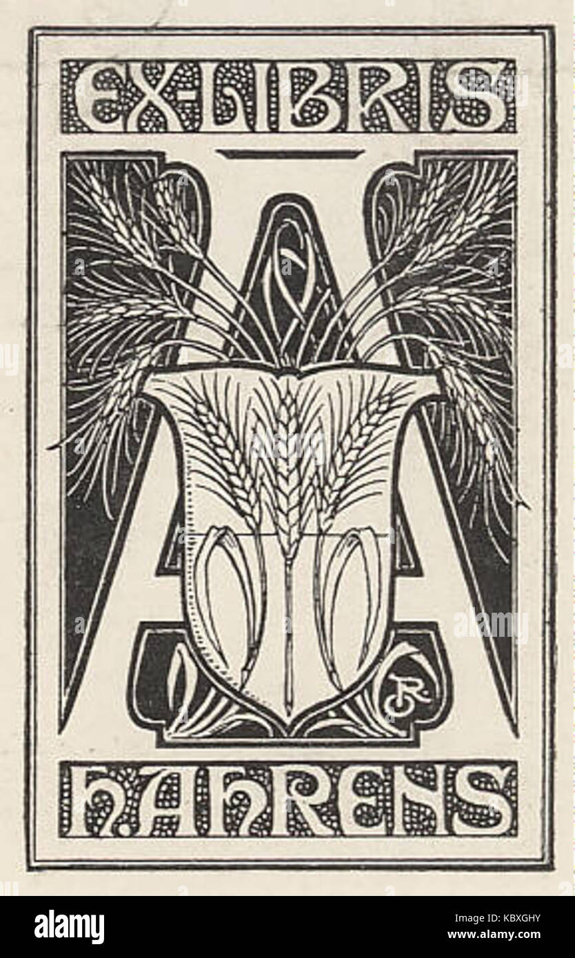 Ex Libris Ahrens von Oskar Roick Foto Stock
