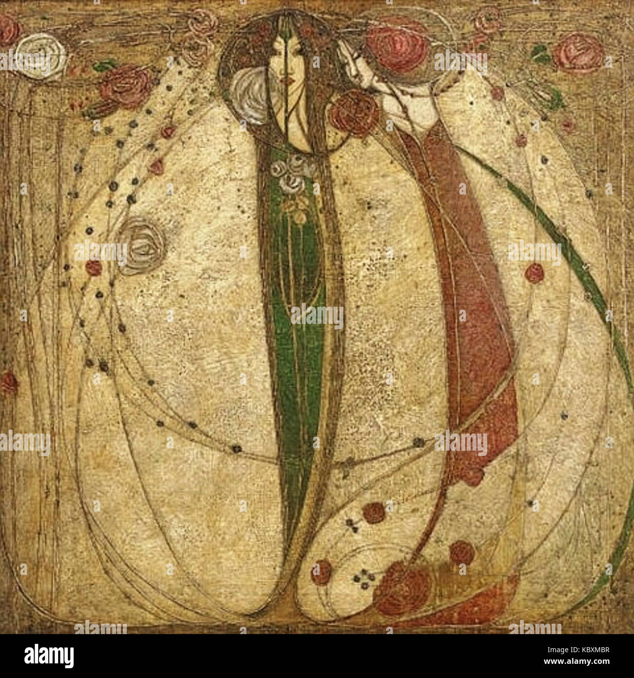 La *Rosa Bianca e Rosa Rossa* di Margaret MacDonald è un'opera significativa nel movimento artistico simbolista, che mostra la sua abilità nell'incorporare motivi floreali e temi simbolici nella sua arte. Foto Stock