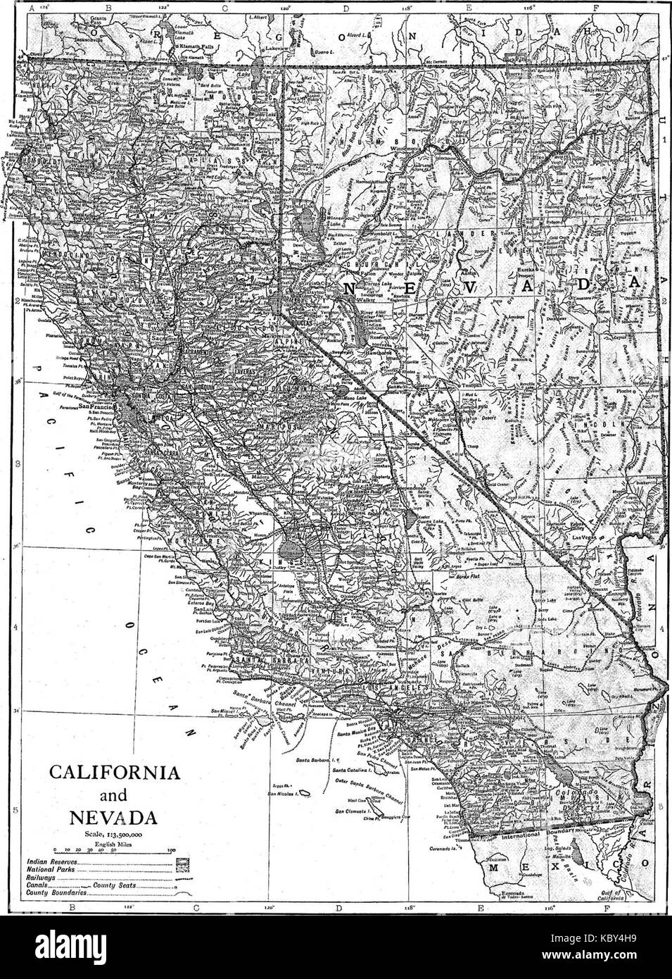 EB1911 California California e Nevada Foto Stock