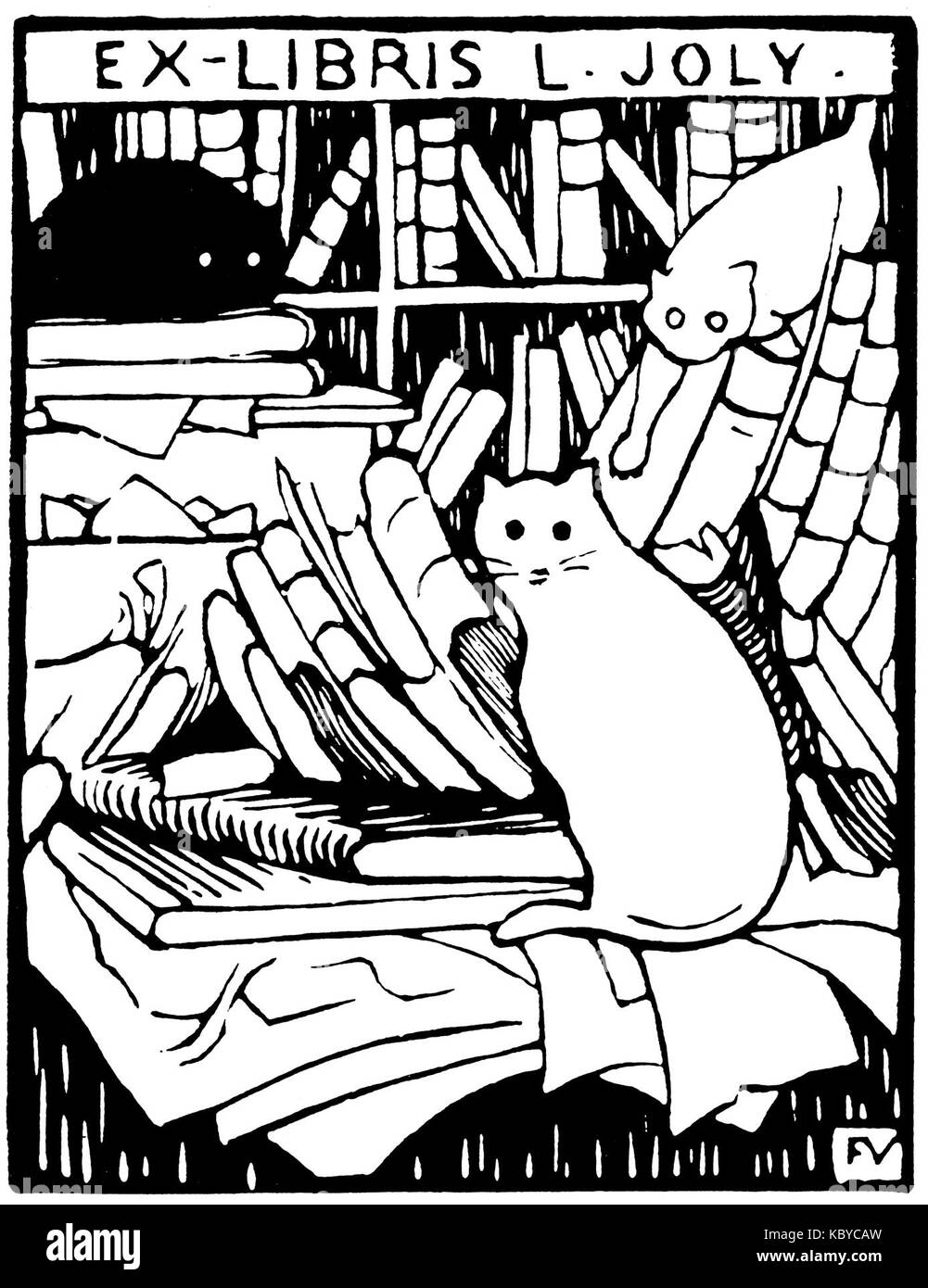 Ex libris l joly 1893 Foto Stock