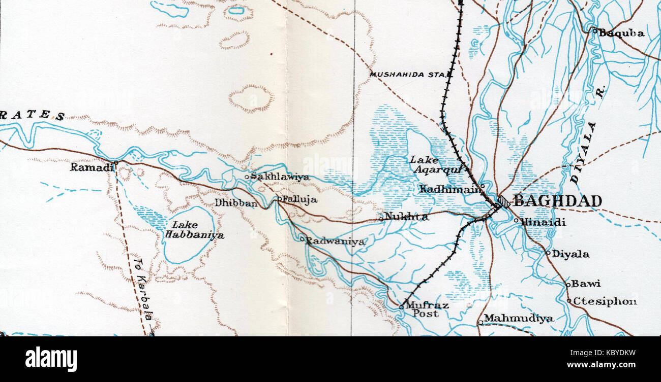 L Eufrate da Ramadi a Baghdad 1917 Foto Stock