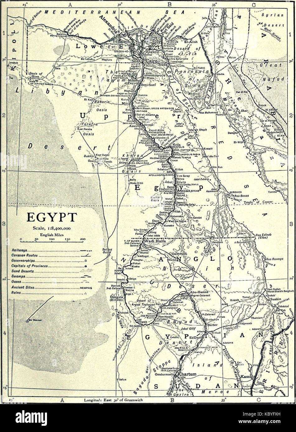 EB1911 Egitto mappa Foto Stock