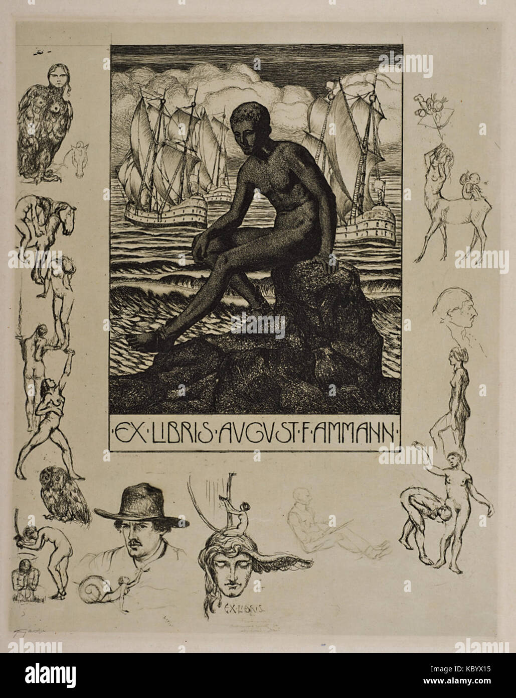 Guido Balsamo Stella Ex Libris Agosto Ammann Foto Stock