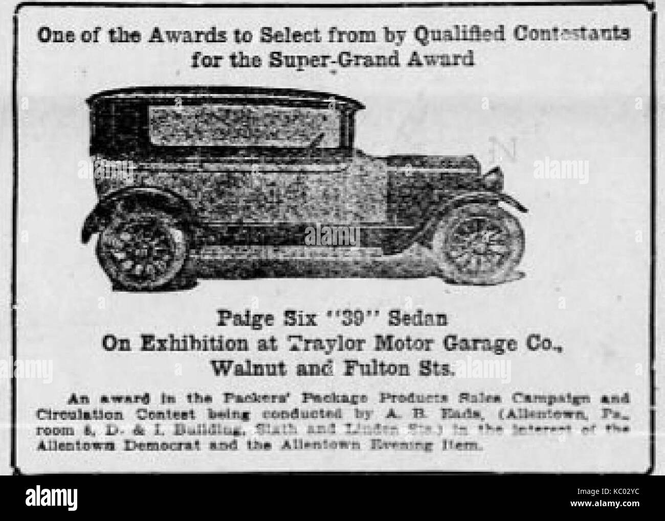 1918 Motore Traylor Garage Azienda giornale di annunci2 Allentown PA Foto Stock