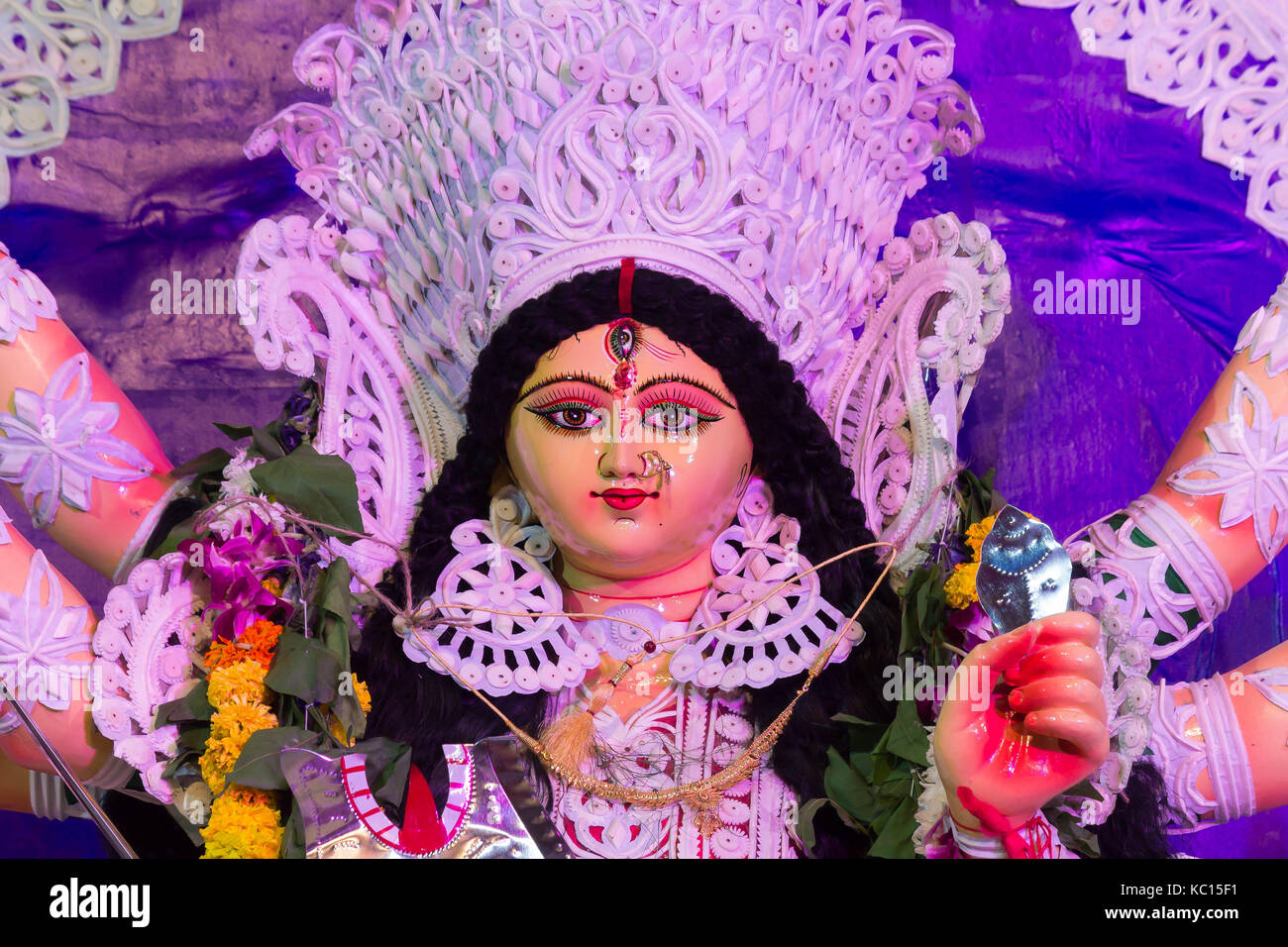 Durga dea vista ravvicinata Foto Stock