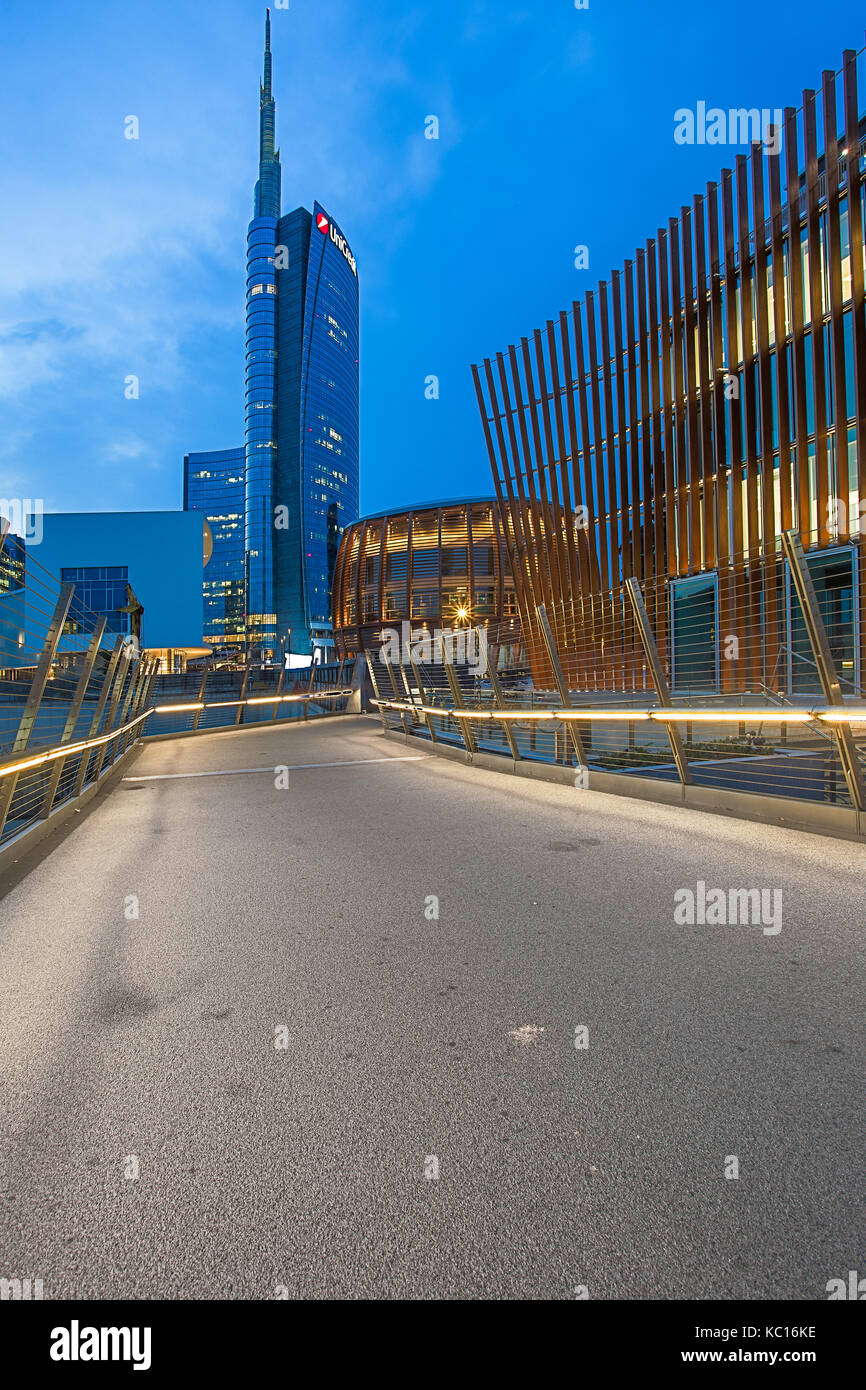 Vista della Torre di Unicredit, Milano, Italia Foto Stock