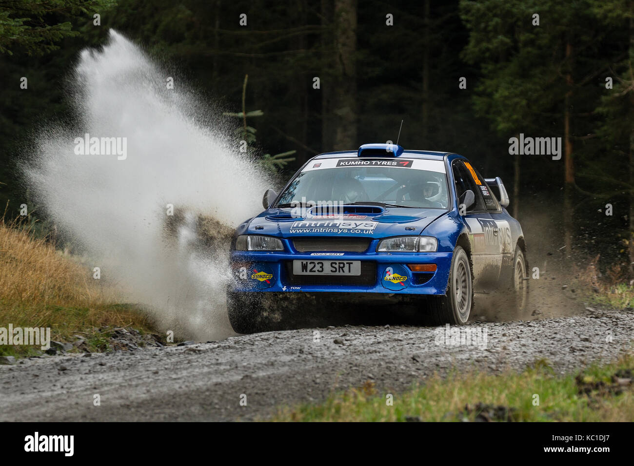 Subaru Impreza al Galles World Rally Championship (WRC) Rally GB in Galles, Regno Unito Foto Stock
