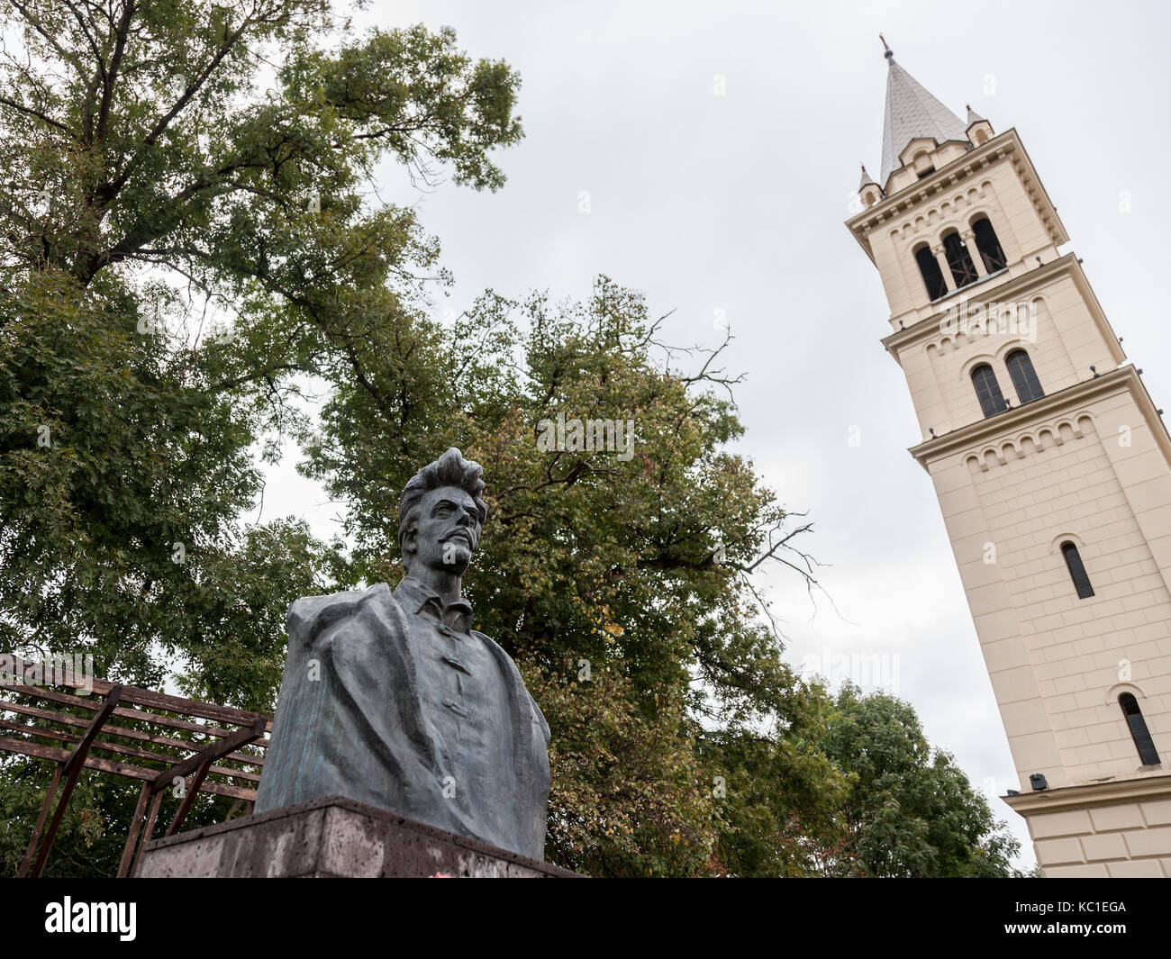 Sighisoara, Romania - 22 settembre 2017: Statua di Petofi Sandor, poeta ungherese considerato in Ungheria come un eroe, situato nella cittadella di sighisoar Foto Stock