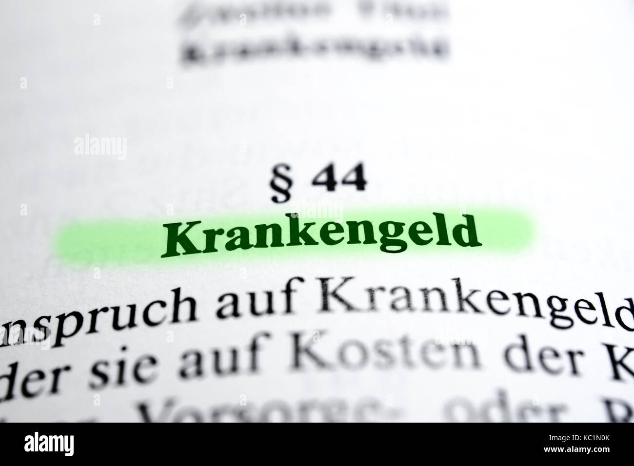 Krankengeld Foto Stock