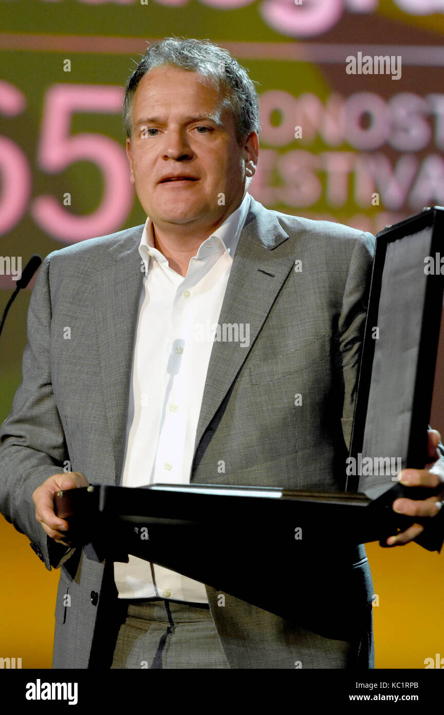 Florian Ballhaus riceve il premio Silver Shell per la migliore fotografia durante il 65° Festival del Cinema di San Sebastian a Kursaal il 30 settembre 2017 a San Sebastian, Spagna. Foto Stock