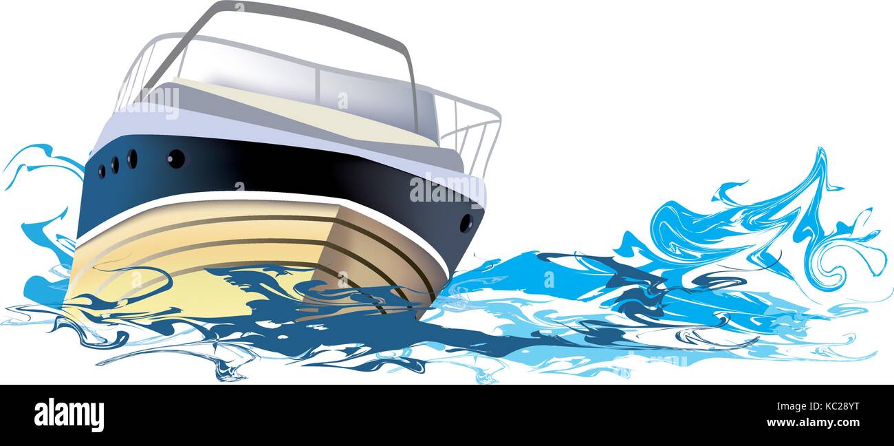 Nave in mare, in barca sul fiume, sfondo bianco Illustrazione Vettoriale