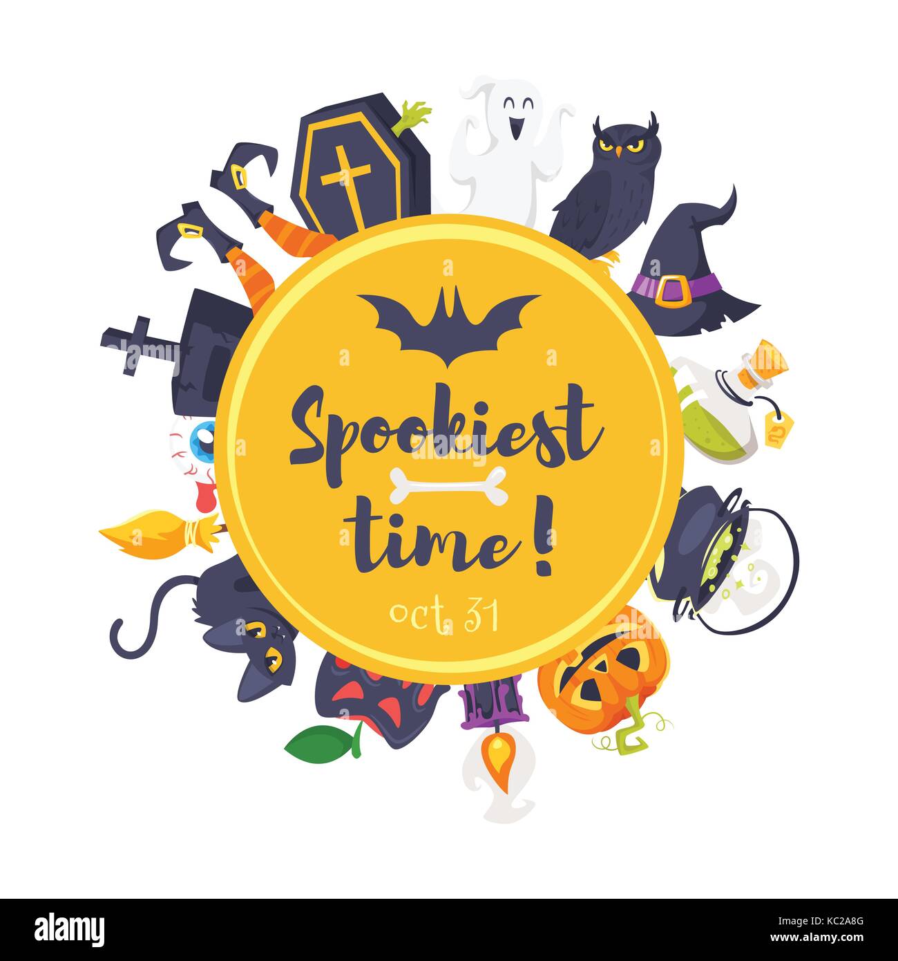 Stile cartoon web banner di halloween Illustrazione Vettoriale