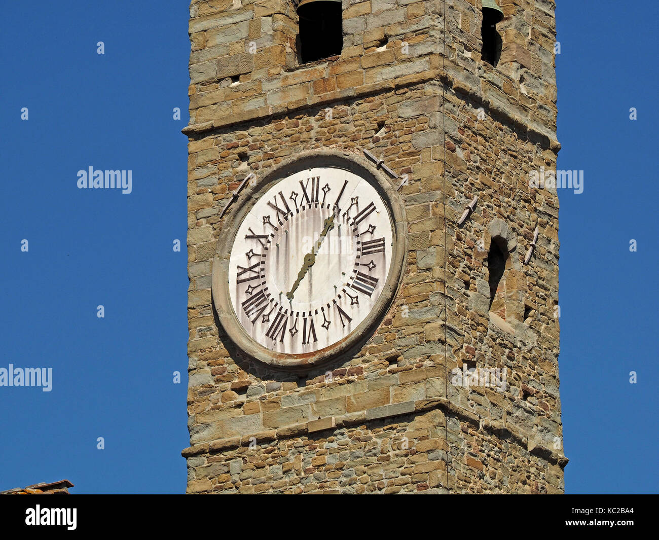 Campanile della cattedrale di Fiesole (il Duomo), Fiesole, vicino a Firenze in Toscana, Italia Foto Stock