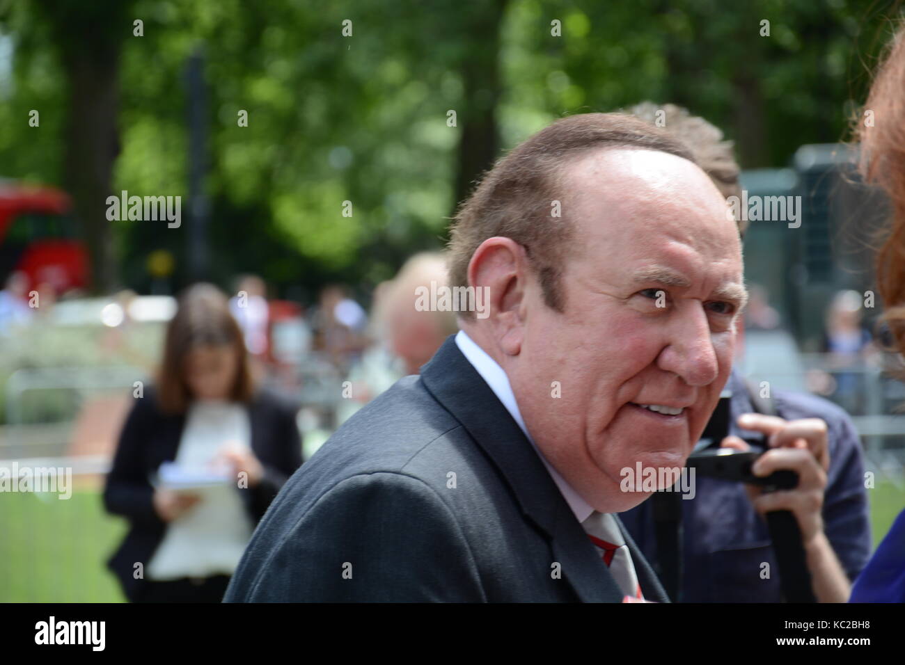 Andrew Neil su College Green. Foto Stock