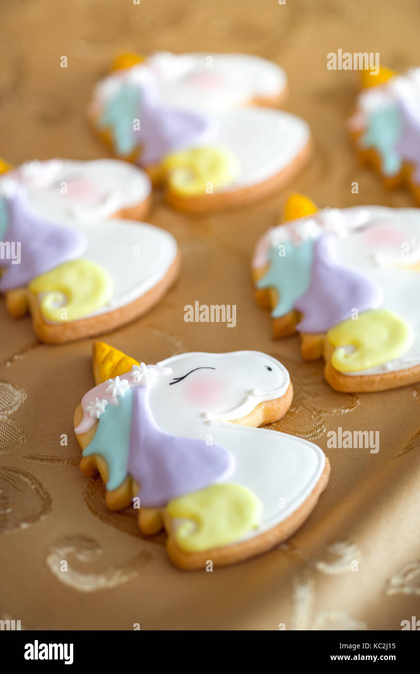 Splendida unicorn i cookie per decorare le parti o i compleanni Foto Stock