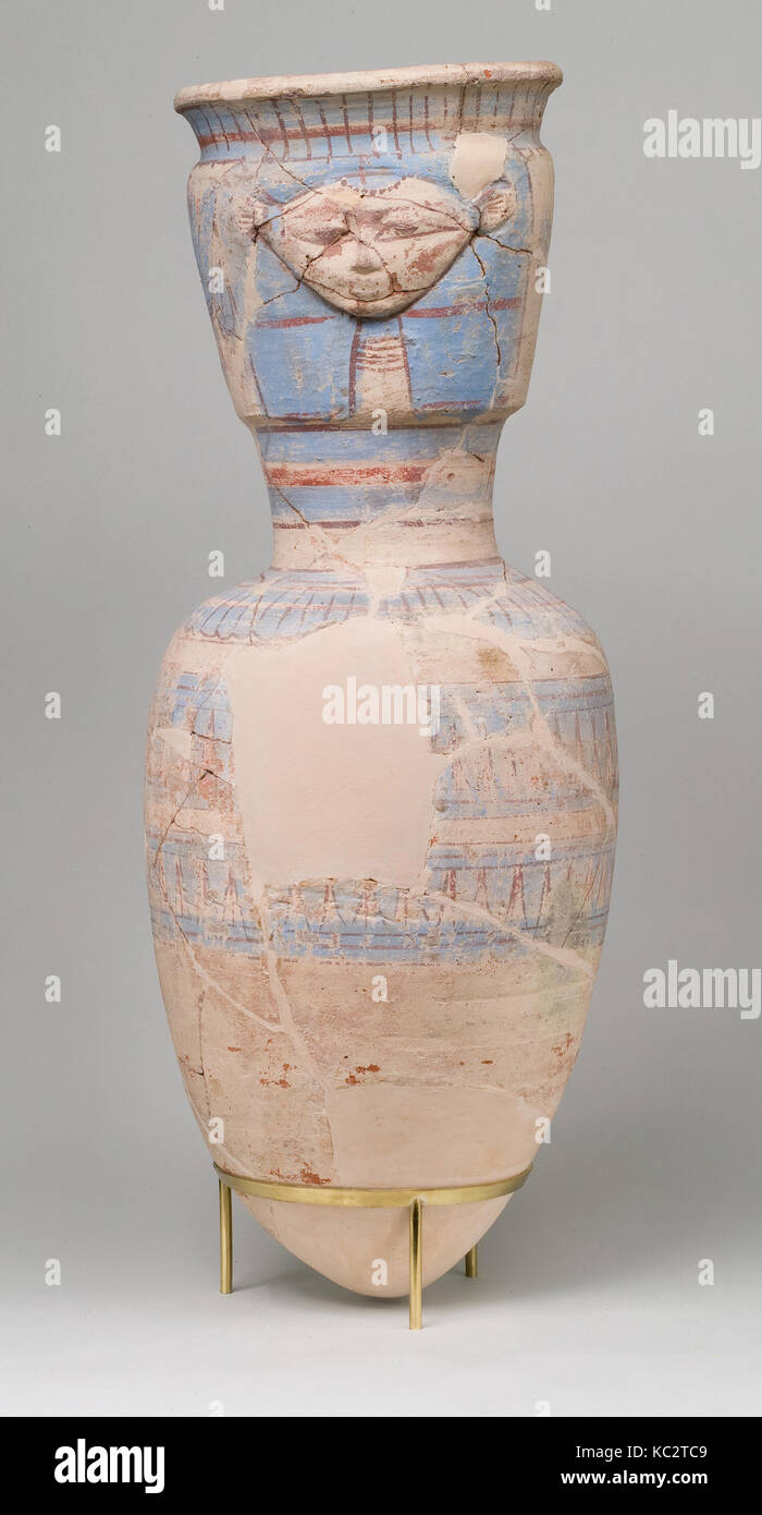 Storage Jar goffrato con l'emblema di Hathor, ca. 1390-1353 A.C. Foto Stock
