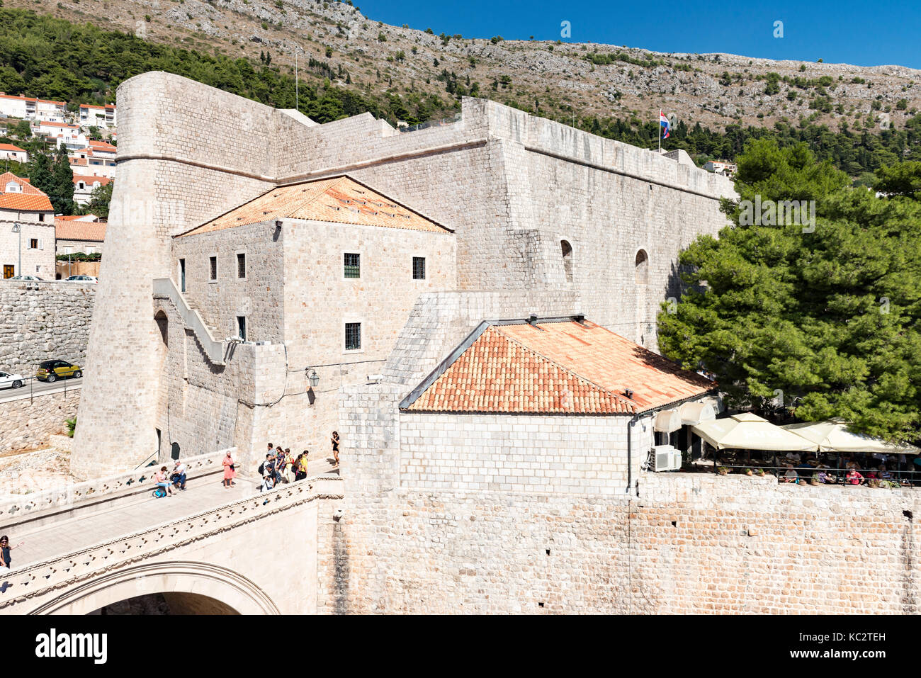 Dubrovnick antiche mura della città Foto Stock