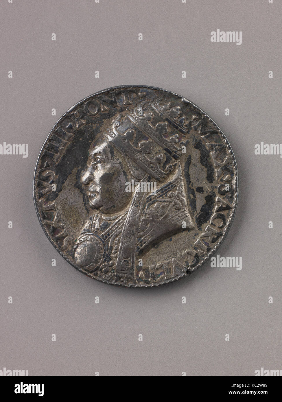 Medaglia: Sisto IV, 1471, Argento, Diam. 4 cm, wt. 30.13 g, medaglie, di Lisippo il Giovane (italiano, attivo Roma, ca. 1470-84), la Foto Stock