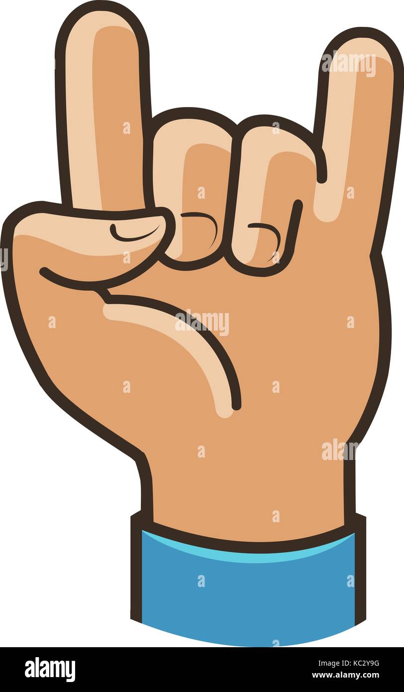 Parte del simbolo o icona. rock, cool gesto mano. cartoon illustrazione vettoriale Illustrazione Vettoriale