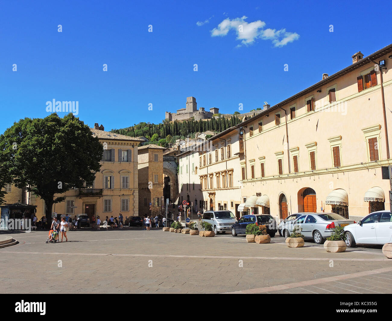Assisi, Italia. Viste le strade del centro storico, patrimonio mondiale dell UNESCO Foto Stock