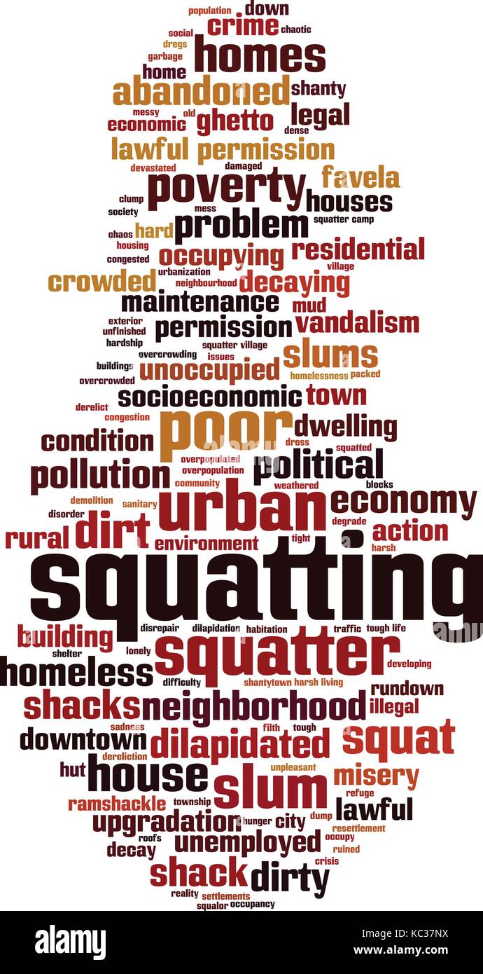 Squatting parola concetto cloud. illustrazione vettoriale Illustrazione Vettoriale