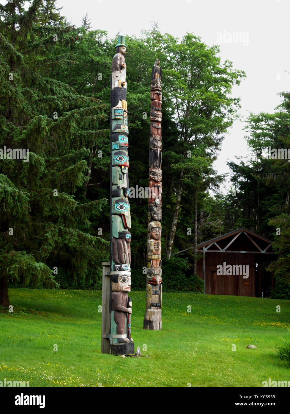 Totem, totem bight State Historical Park, ketchikan, Alaska, Stati Uniti d'America. Foto Stock