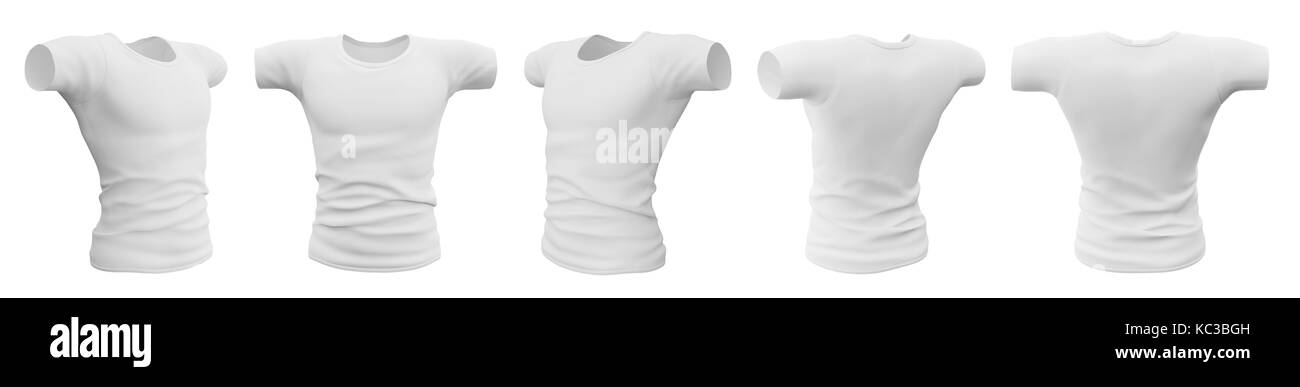 T-shirt bianca in una diversa prospettive, 3D Rendering immagine Foto Stock