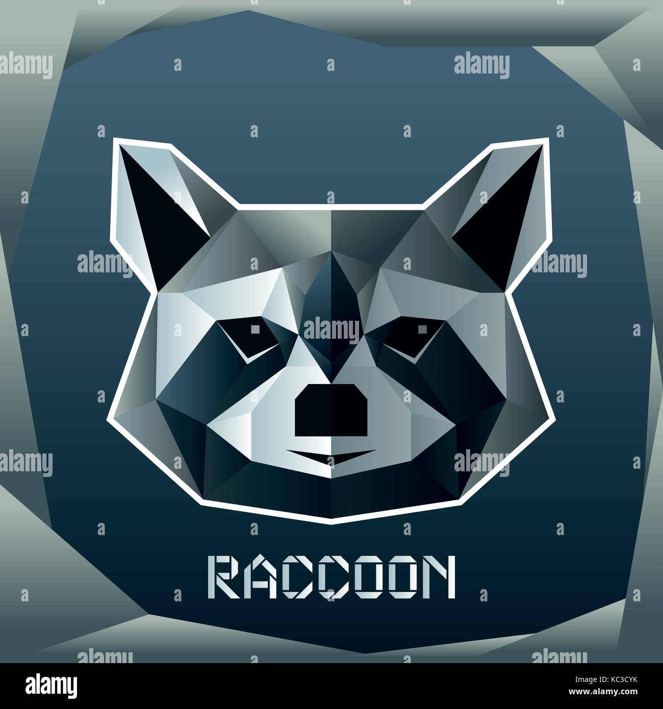 Origami raccoon head Illustrazione Vettoriale