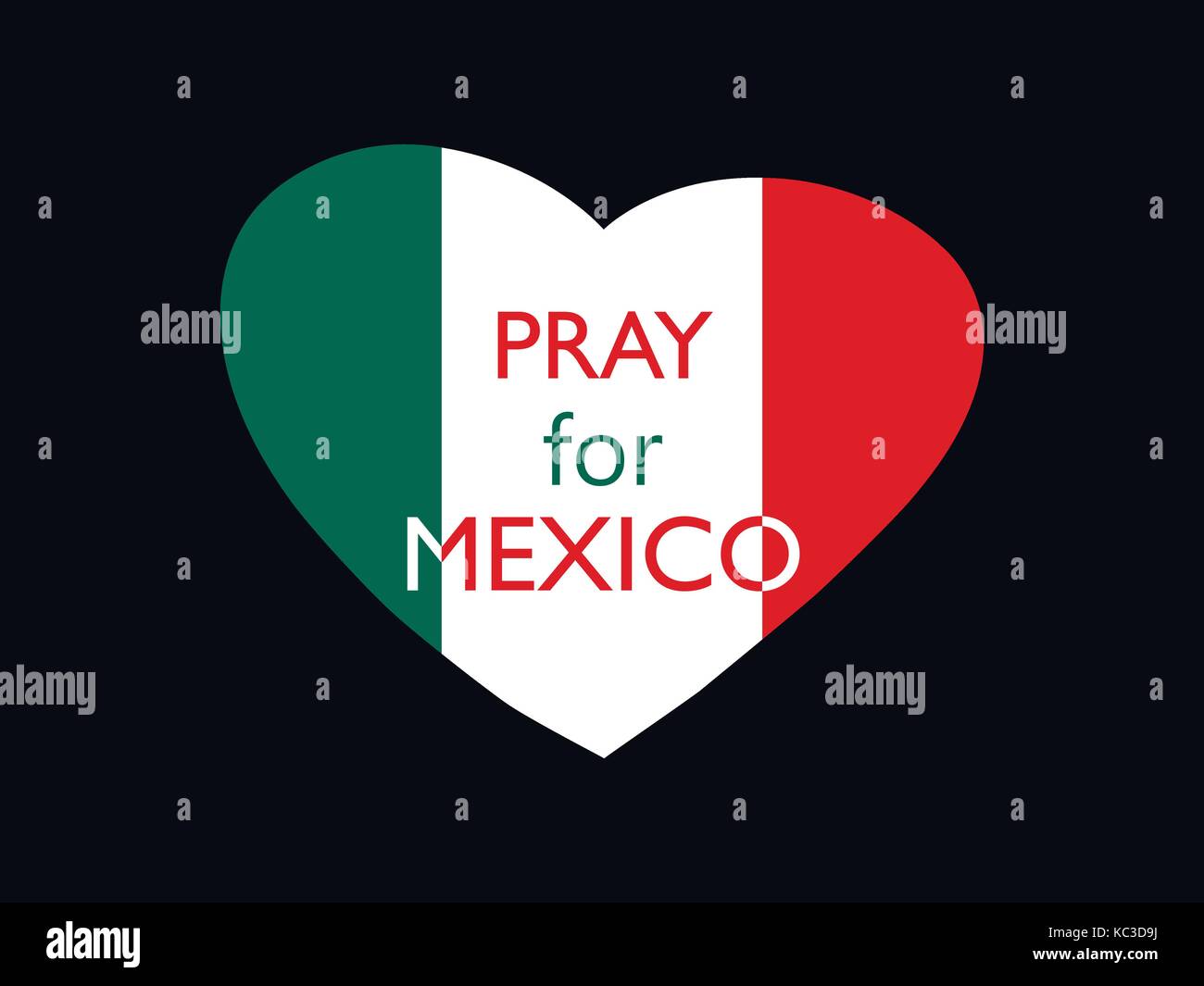 Pregate per il Messico. terremoto. cuore con la bandiera del Messico, disastri naturali. illustrazione vettoriale Illustrazione Vettoriale