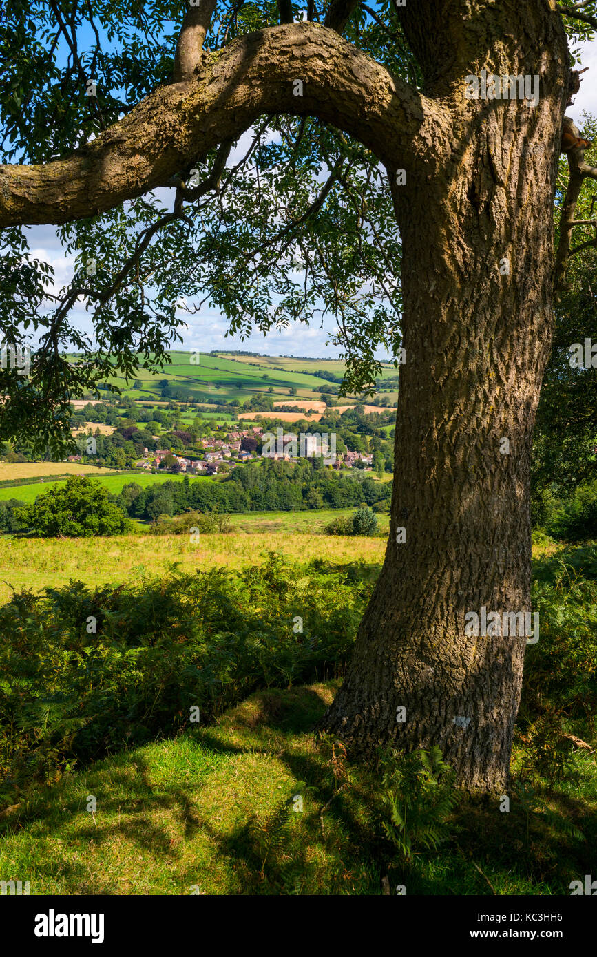 Il villaggio di Cardington, visto dalla collina fine, Shropshire. Foto Stock