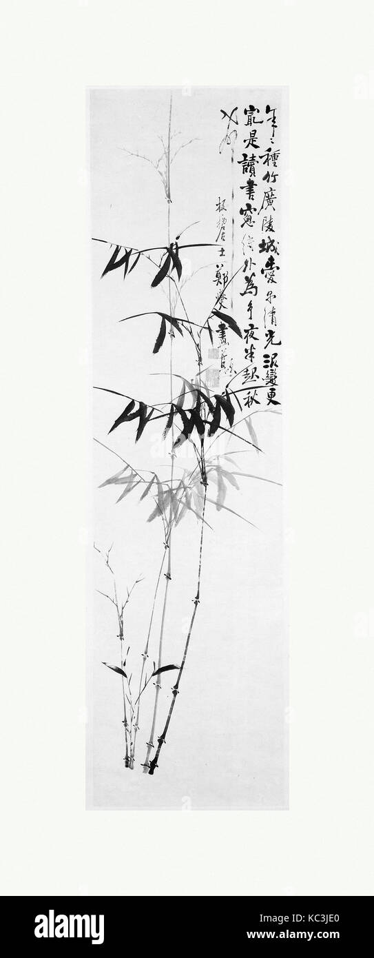 Bambù, dinastia Qing (1644-1911), in Cina, appeso a scorrimento, inchiostro su carta, 67 1/8 x 17 15/16 in. (170,5 x 45,6 cm), dipinti Foto Stock