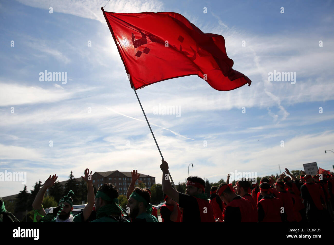 Musulmani sciiti partecipano in un rally su ashura, il decimo giorno di Muharram nel calendario islamico il 1 ottobre 2017 a Dearborn, Michigan. (Foto di chirag wakaskar/ Pacifico premere) Foto Stock