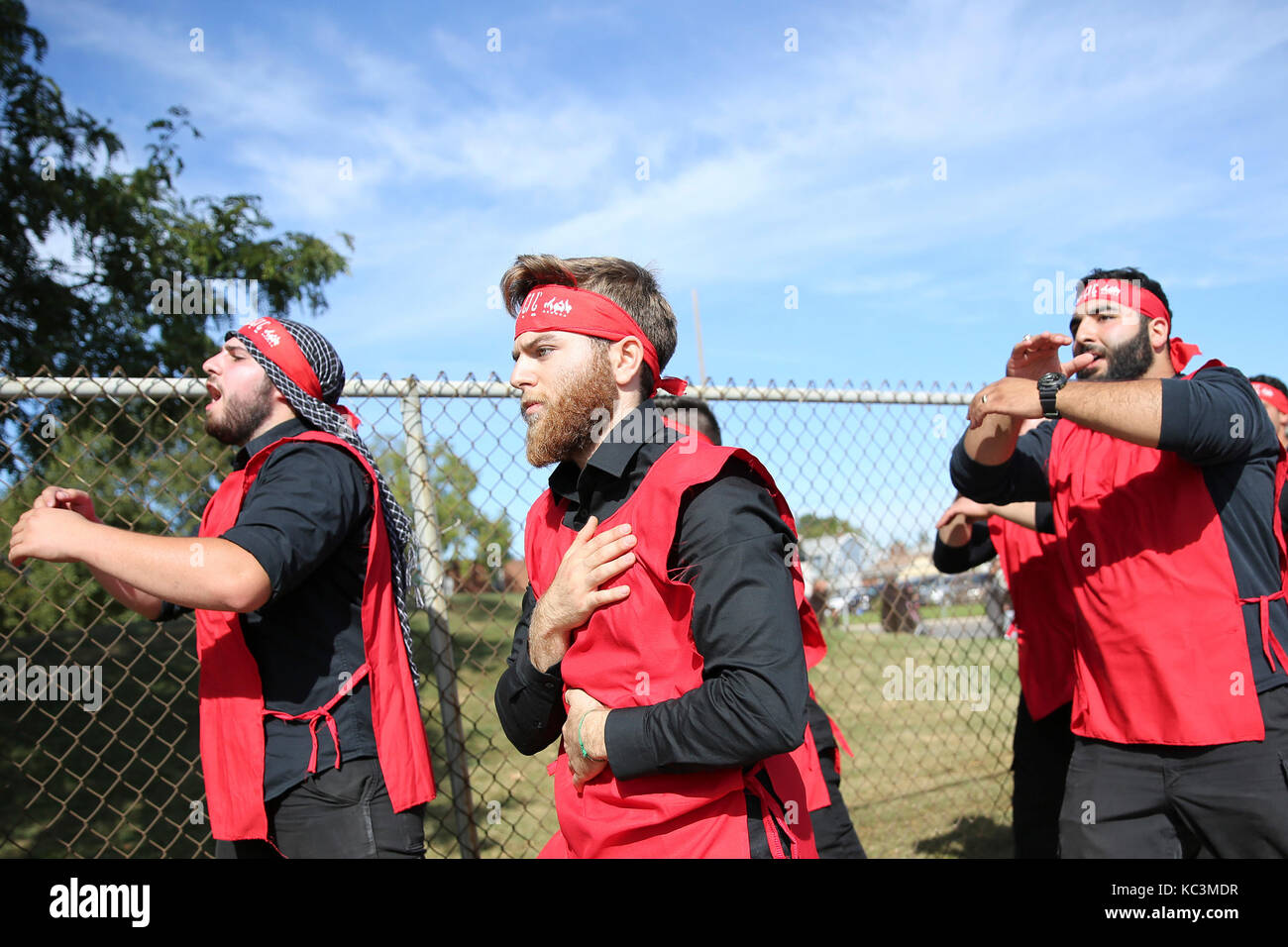 Musulmani sciiti partecipano in un rally su ashura, il decimo giorno di Muharram nel calendario islamico il 1 ottobre 2017 a Dearborn, Michigan. (Foto di chirag wakaskar/ Pacifico premere) Foto Stock