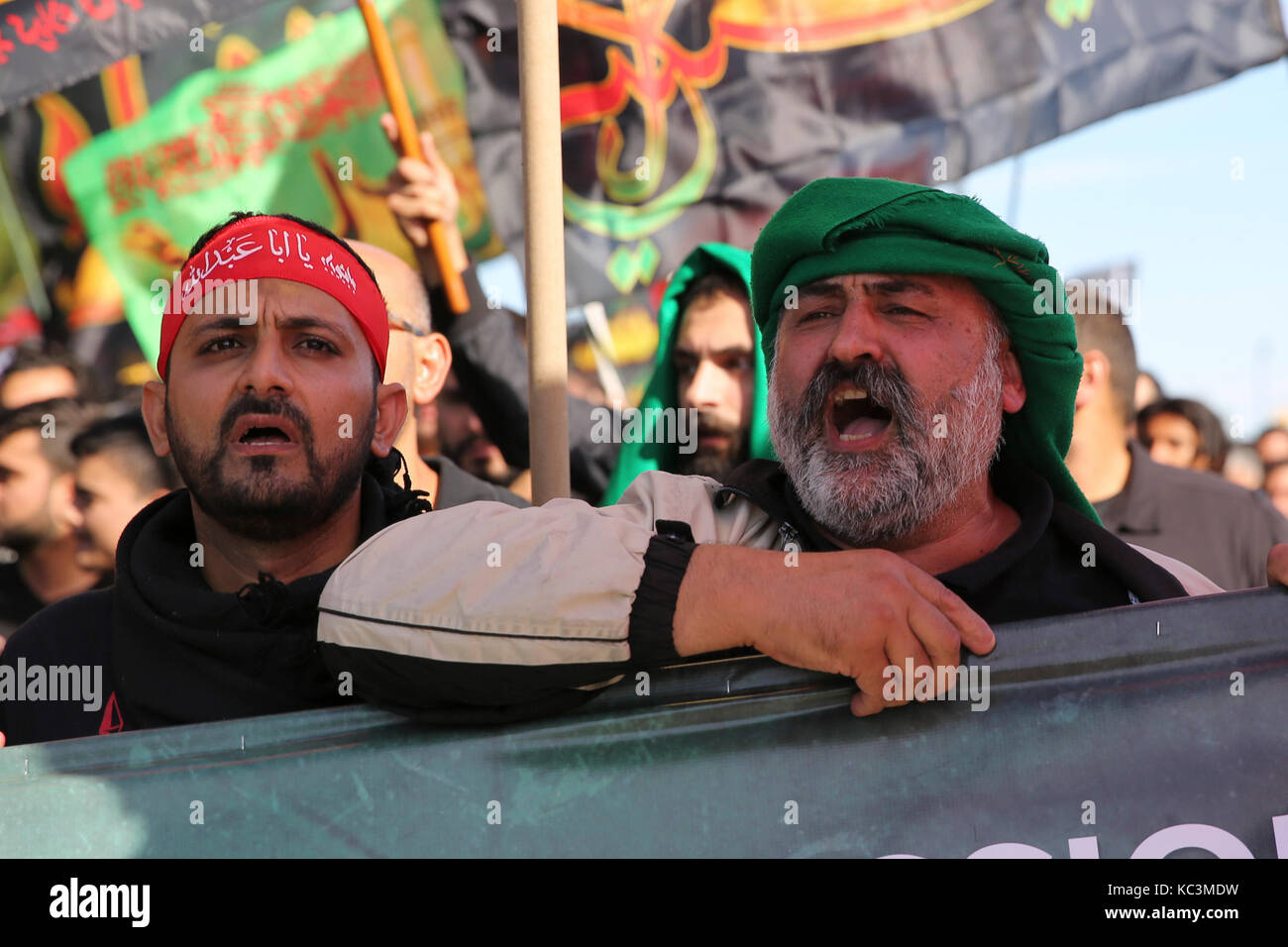 Musulmani sciiti partecipano in un rally su ashura, il decimo giorno di Muharram nel calendario islamico il 1 ottobre 2017 a Dearborn, Michigan. (Foto di chirag wakaskar/ Pacifico premere) Foto Stock