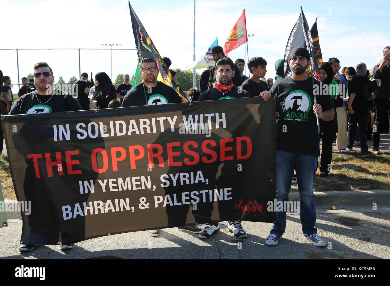 Musulmani sciiti partecipano in un rally su ashura, il decimo giorno di Muharram nel calendario islamico il 1 ottobre 2017 a Dearborn, Michigan. (Foto di chirag wakaskar/ Pacifico premere) Foto Stock