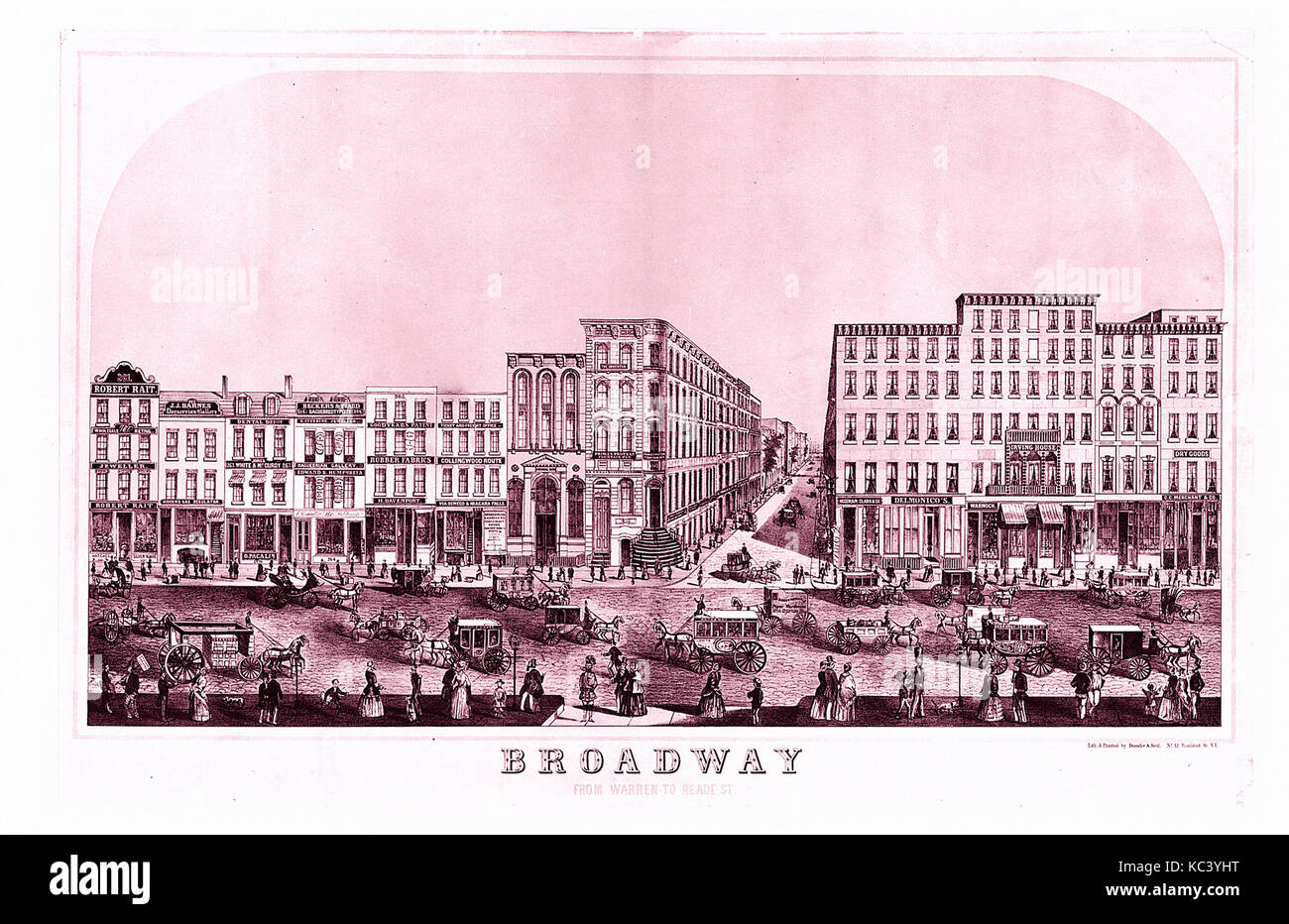 Broadway, New York da Warren per Reade Street, ca. 1855 Foto Stock