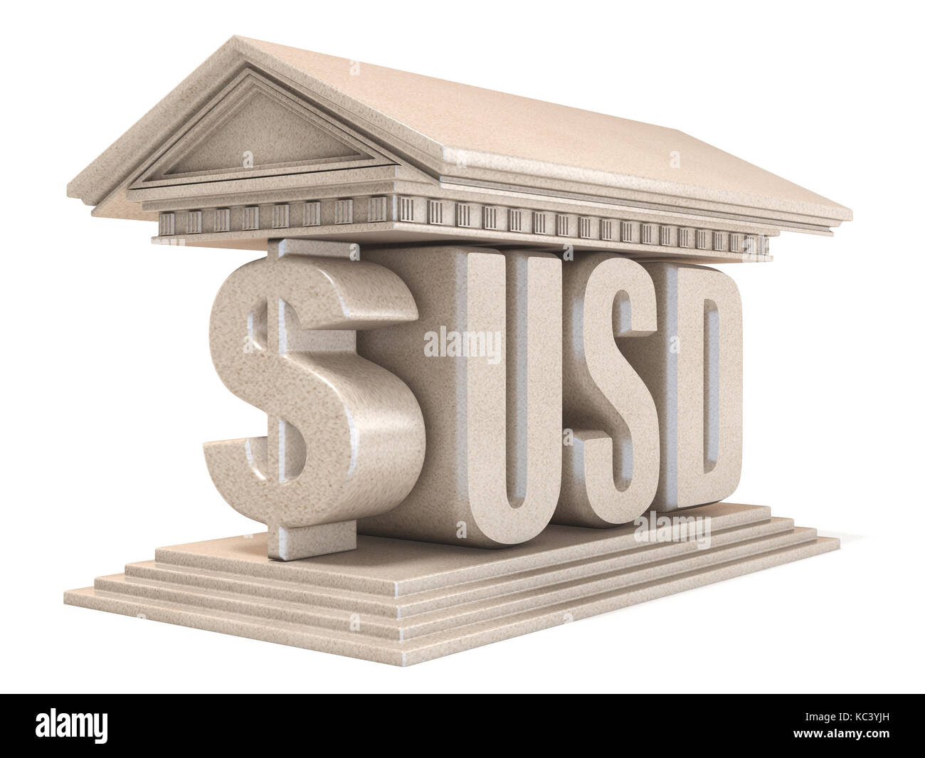 Dollaro valuta USD segno tempio 3D render illustrazione isolati su sfondo bianco Foto Stock