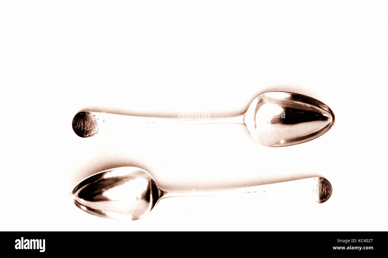 Cucchiaio da tavola, 1775-1800, realizzato a New York, New York, Stati Uniti, American, argento, L. 8 7/8 in. (22,5 cm), Argento, Daniel Van Foto Stock Cucchiaio da tavola, 1775-1800, realizzato a New York, New York, Stati Uniti, American, argento, L. 8 7/8 in. (22,5 cm), Argento, Daniel Van Foto Stock