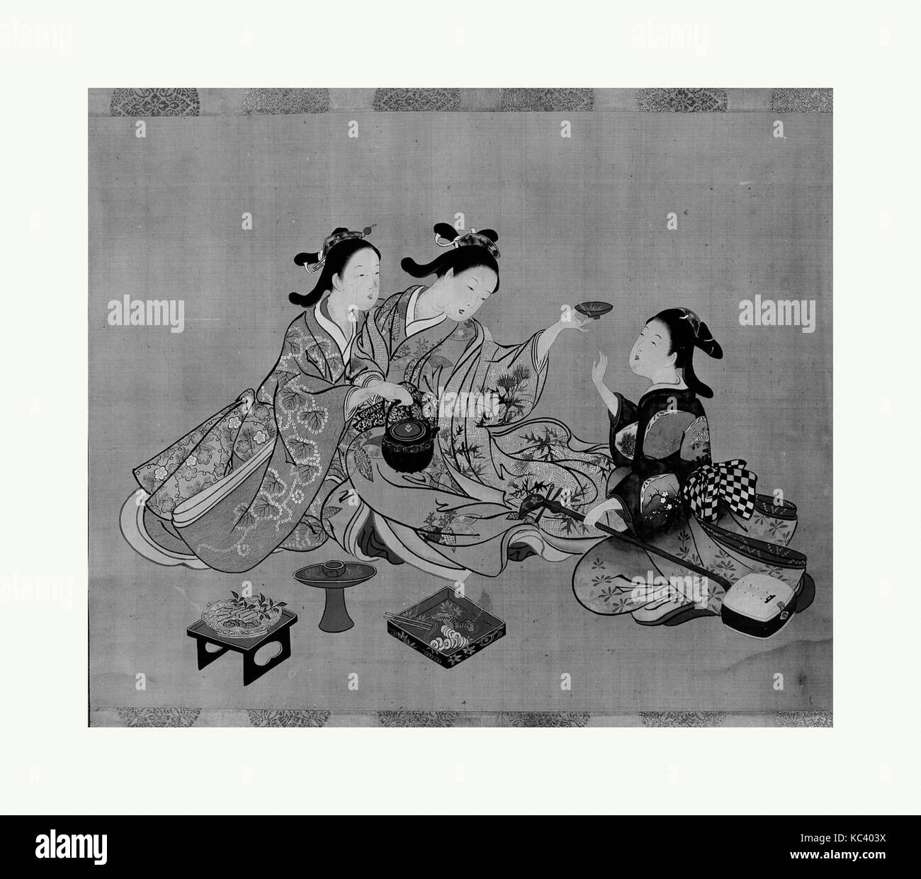 Tre ragazze di tè, Nishikawa Sukenobu, secolo XIX Foto Stock