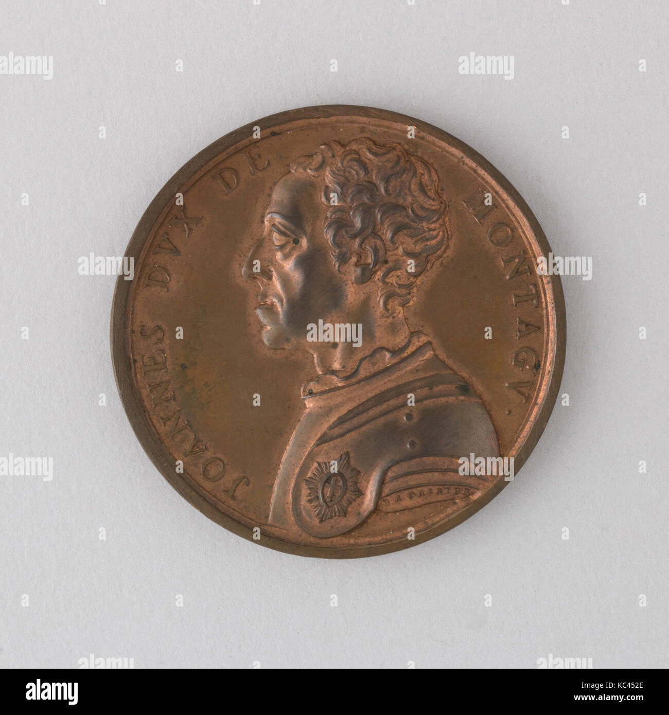 Medaglia che mostra Giovanni, secondo duca di Montagu, 1751, Swiss, bronzo, Diam. 2 3/16 in. (5,6 cm); spessore 1/4 in. (0,6 cm); Wt. 2.6 Foto Stock
