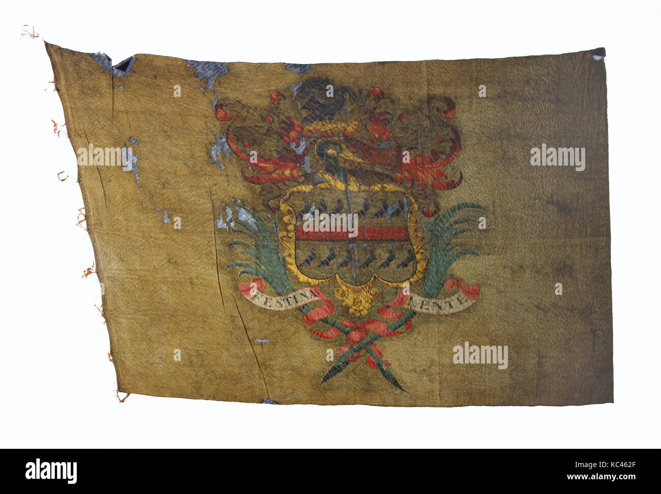 Banner, fine XVIII secolo, British, seta, policromia, 67 x 54 in. (170,1 x 137,1 cm), Banner Foto Stock
