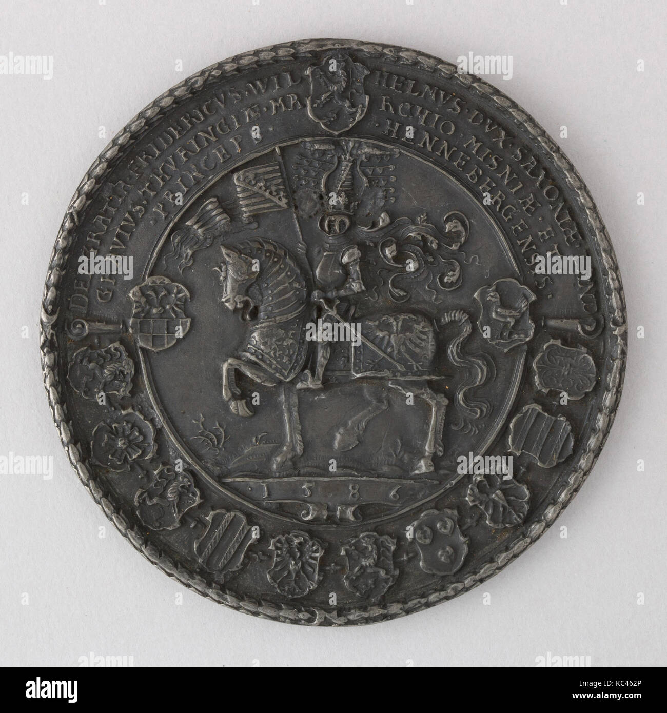 La guarnizione di Federico Guglielmo duca di Sassonia, 1586, tedesco, piombo, Diam. 3 7/16 in. (8,7 cm); spessore 3/16 in. (0,5 cm); Wt. 3.9 Foto Stock