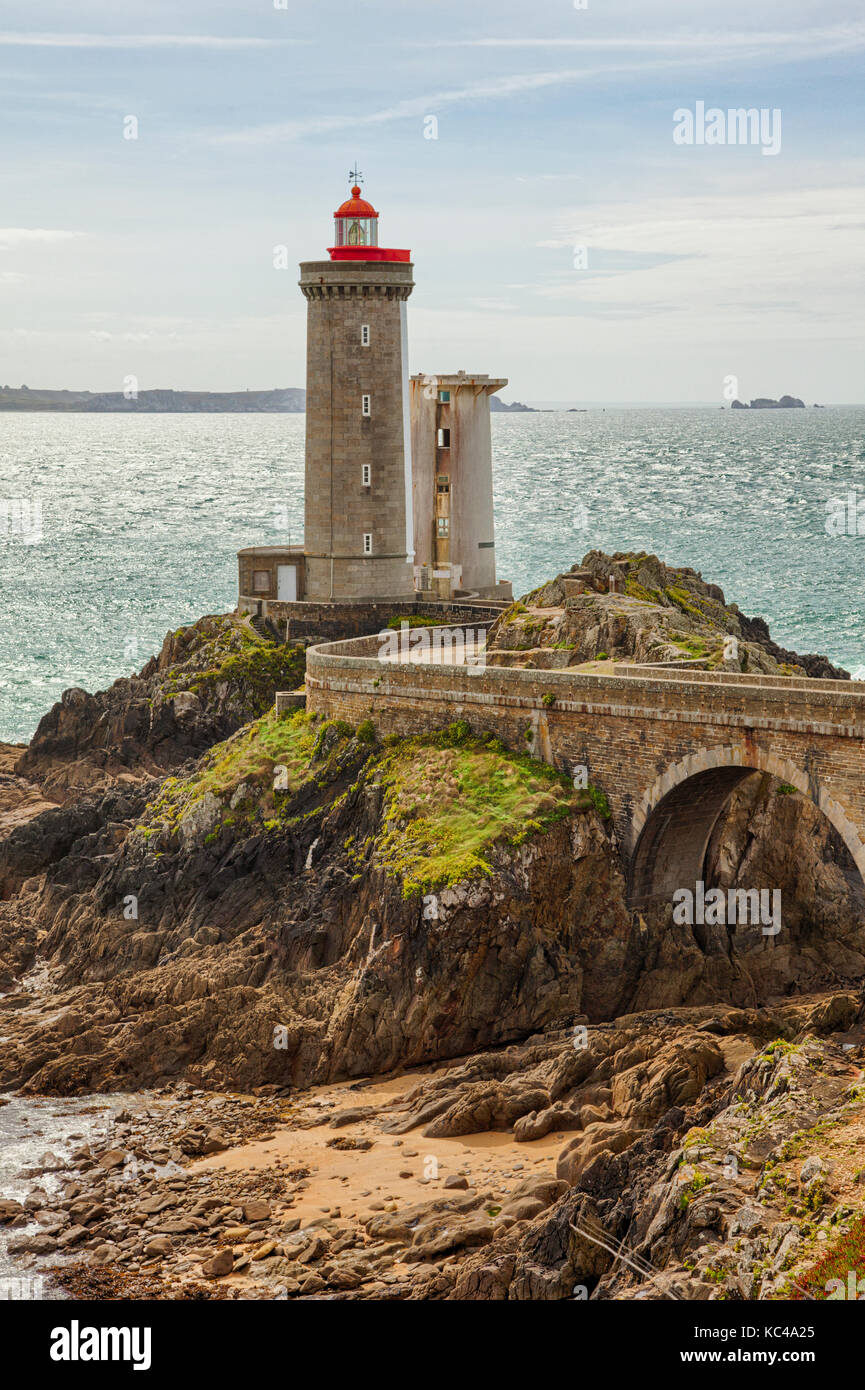 Phare du Petit Minou, Faro vicino Plouzané nel dipartimento del Finistère della Bretagna, Francia Foto Stock