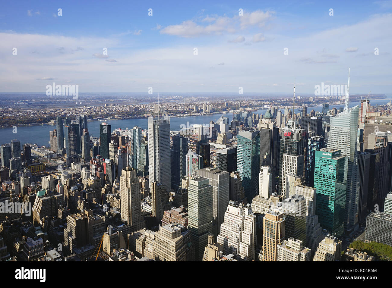 La città di New York Manhattan Stati Uniti d'America skyline cielo . Foto Stock