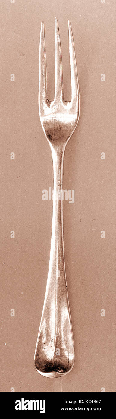 Forcella, 1740-50, American, argento, L. 4 1/4 in. (10,8 cm); 5 dwt. (8.2 g), argento Foto Stock