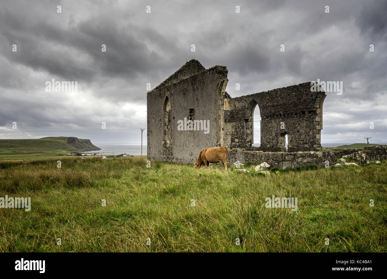 Rovina cappella sulla isola di Skye, Western Isles della Scozia Foto Stock