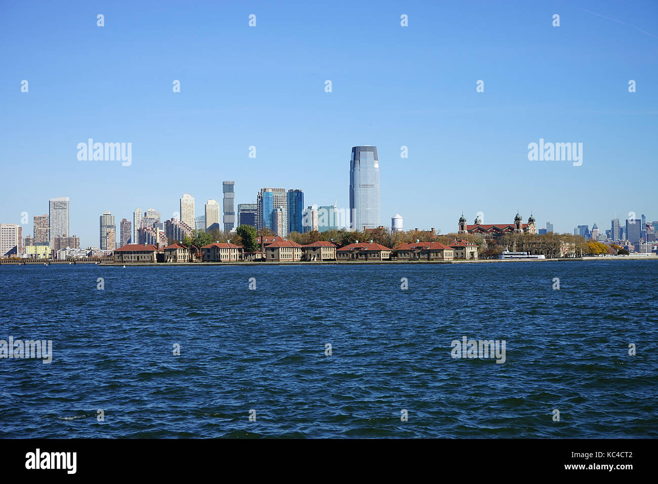 La città di New York Manhattan wirh lato fiume Hudson . Foto Stock