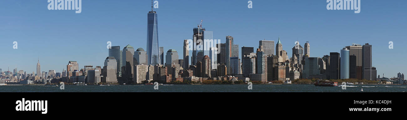 Skyline di new york manhattan fiume Hudson luce . Foto Stock