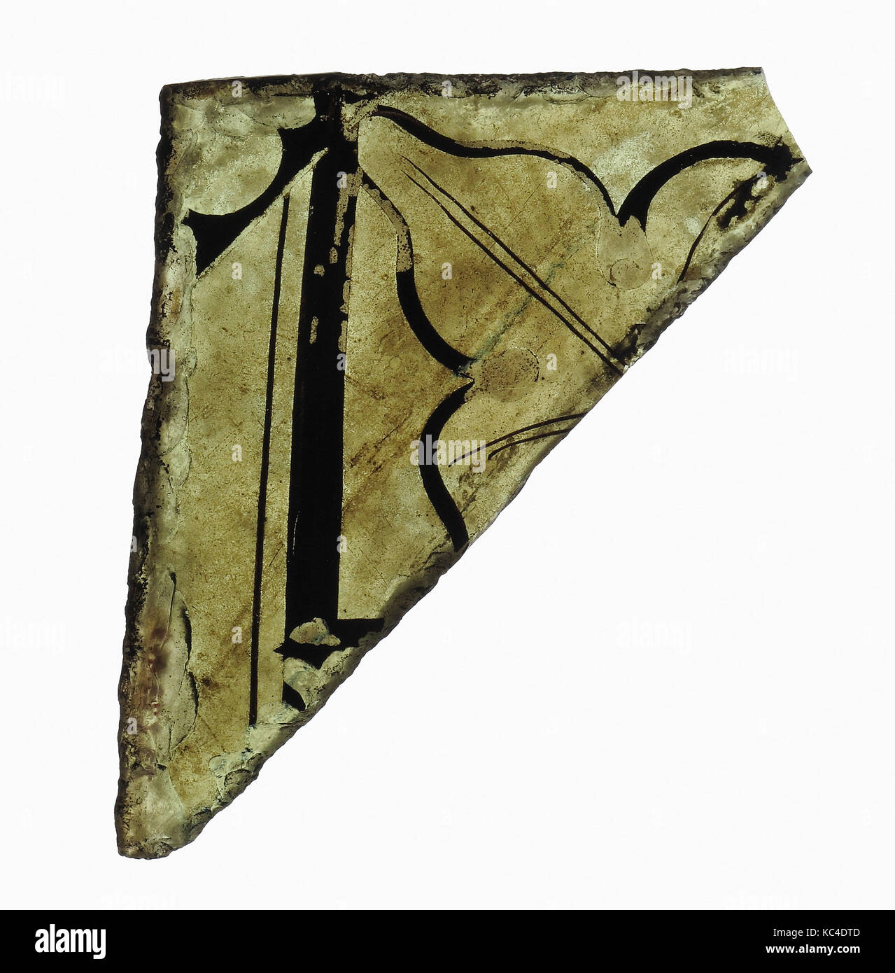 Frammento di vetro, 12th-XV secolo (?), realizzata in Chartres (?), francia, francese, vetro incolore, 4 3/4 x 2 1/2 in. (12,1 x 6,4 cm Foto Stock
