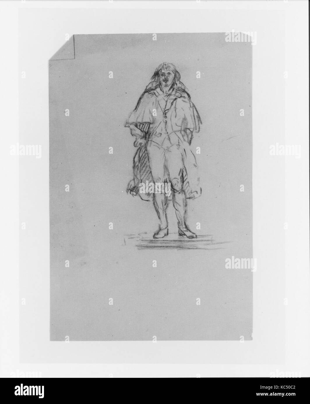 Studio per a lunghezza intera statua maschio (da Sketchbook), John Quincy Adams Ward, ca. 1860 Foto Stock